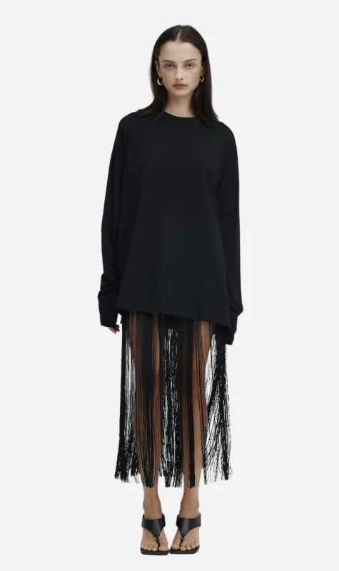 Rebe | Long Fringe Belt - Black made by Sisters & Co