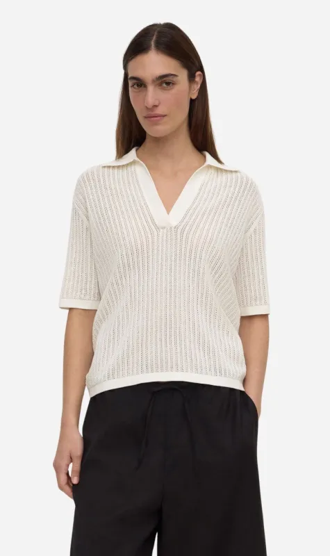 Assembly Label | Nina Cotton Knit Polo - Antique White made by Assembly Label