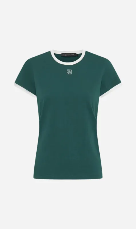 Camilla and Marc | Sofia Slim Fit Tee - Varsity Green/White sold by Sister & Co