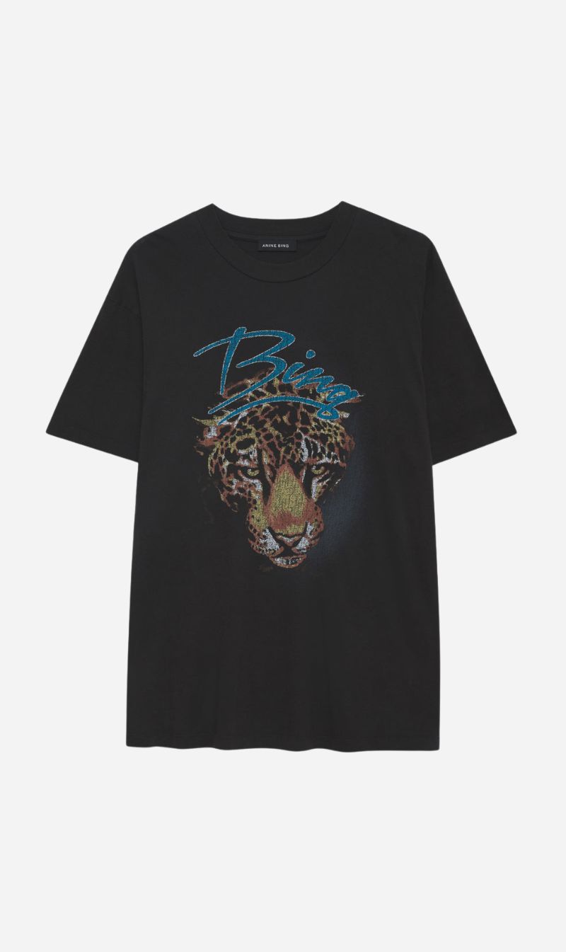 Anine Bing | Walker Tee Leopard - Vintage Black sold by Sister & Co