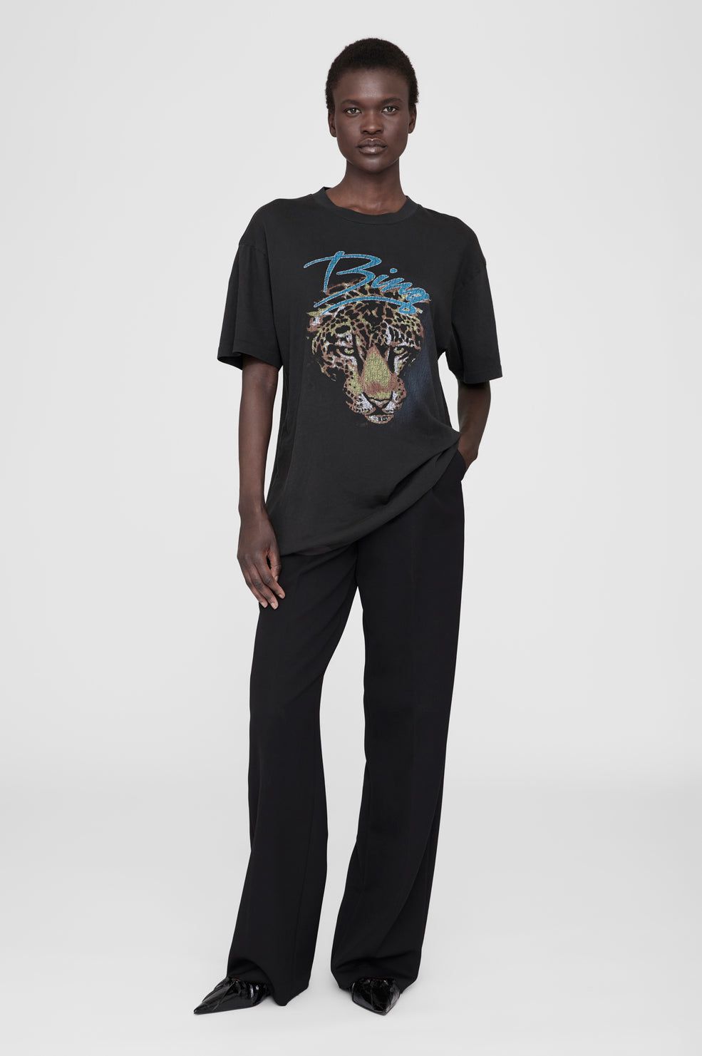 Anine Bing | Walker Tee Leopard - Vintage Black sold by Sister & Co product image thumbnail 3
