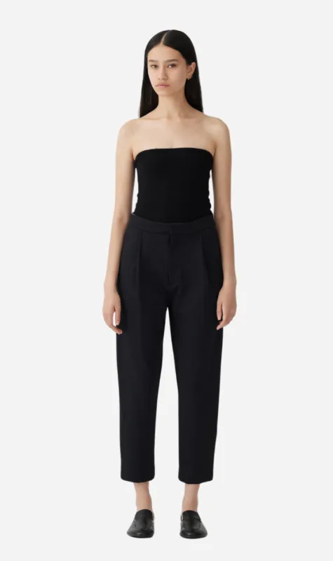 Bassike | Stretch Twill Pleat Pant - Black sold by Sister & Co