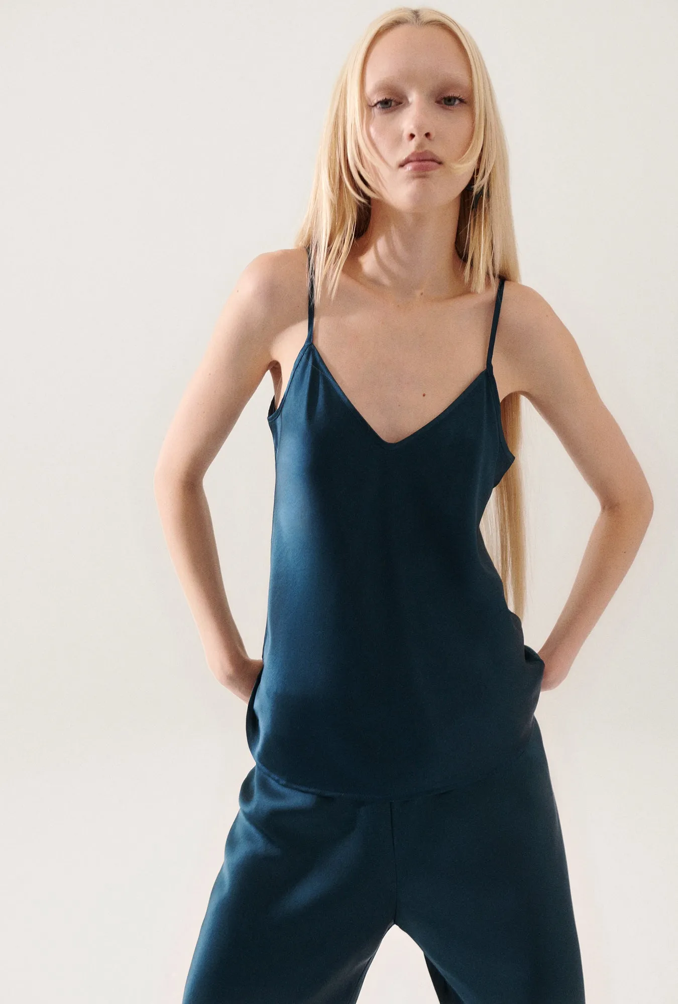 Silk Laundry | Bias Cut Cami - Teal sold by Sister & Co product image thumbnail 3