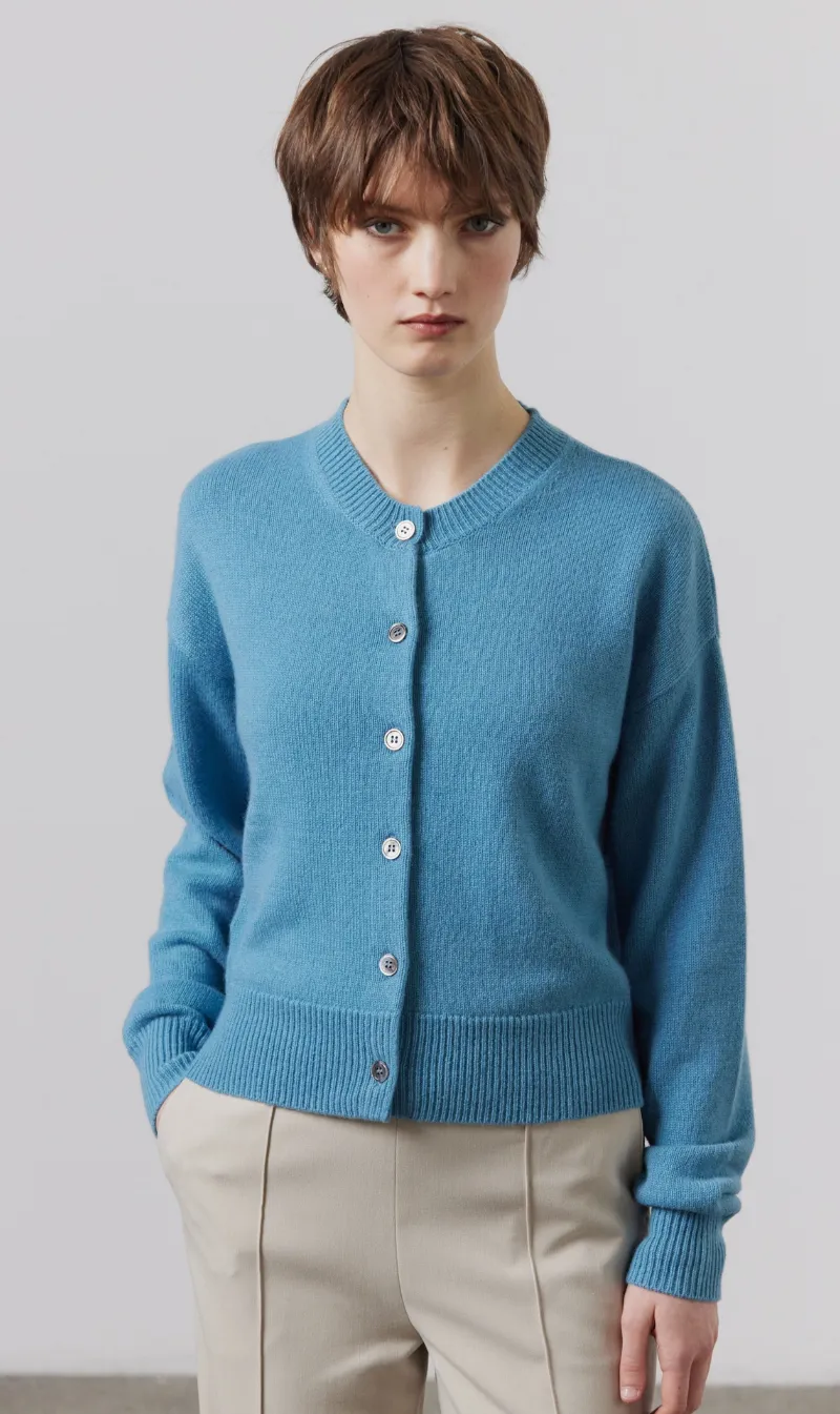 Laing | Boxy Crew Neck Cardigan - Cerulean sold by Sister & Co