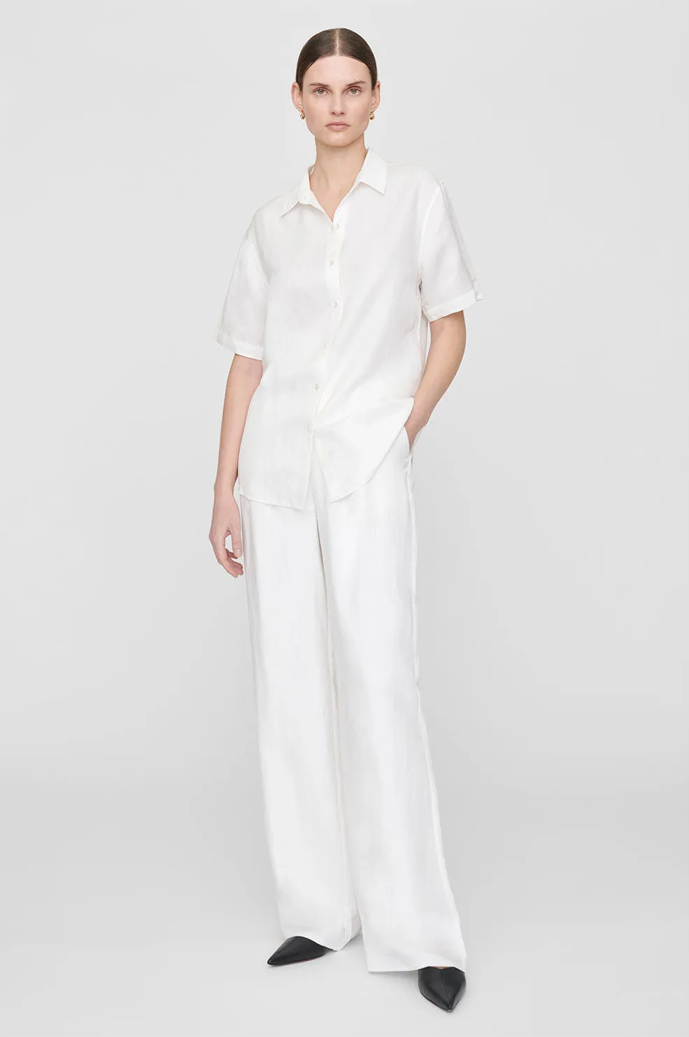 Anine Bing | Bruni Shirt - White Linen Blend sold by Sister & Co product image thumbnail 2