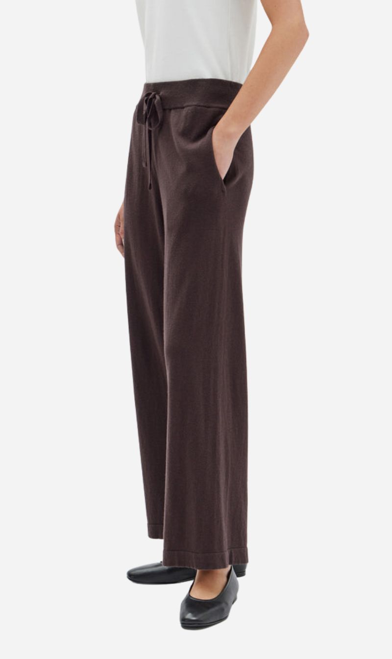 Assembly Label | Cotton Cashmere Wide Leg Pant - Chestnut sold by Sister & Co