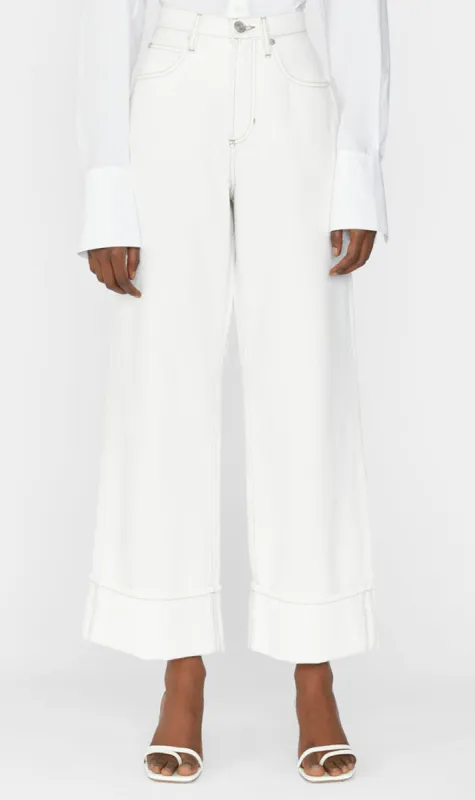 Frame Denim | Rolled High Rise Wide Leg - Ecru sold by Sister & Co