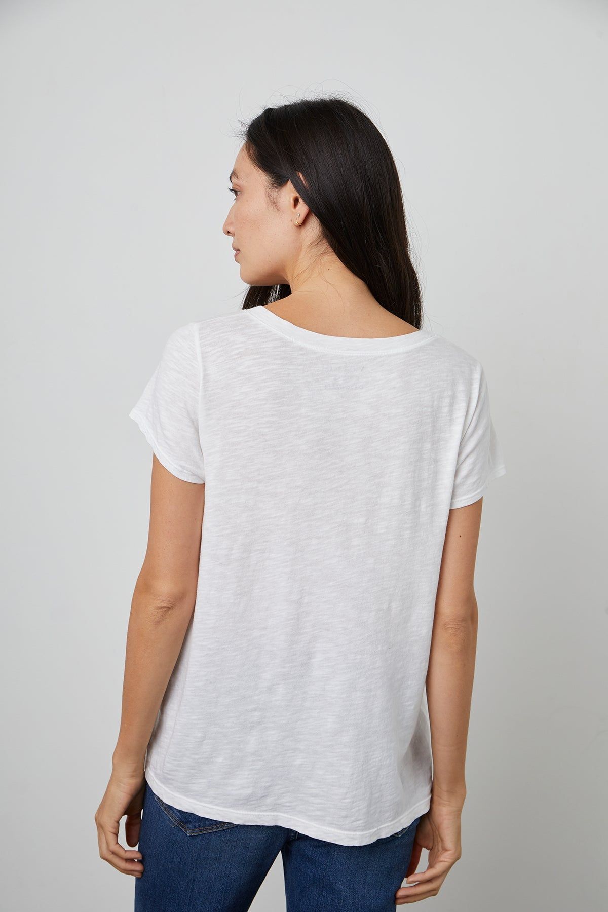 Velvet | Jilian Original Slub V-Neck Tee - White sold by Sister & Co product image thumbnail 3