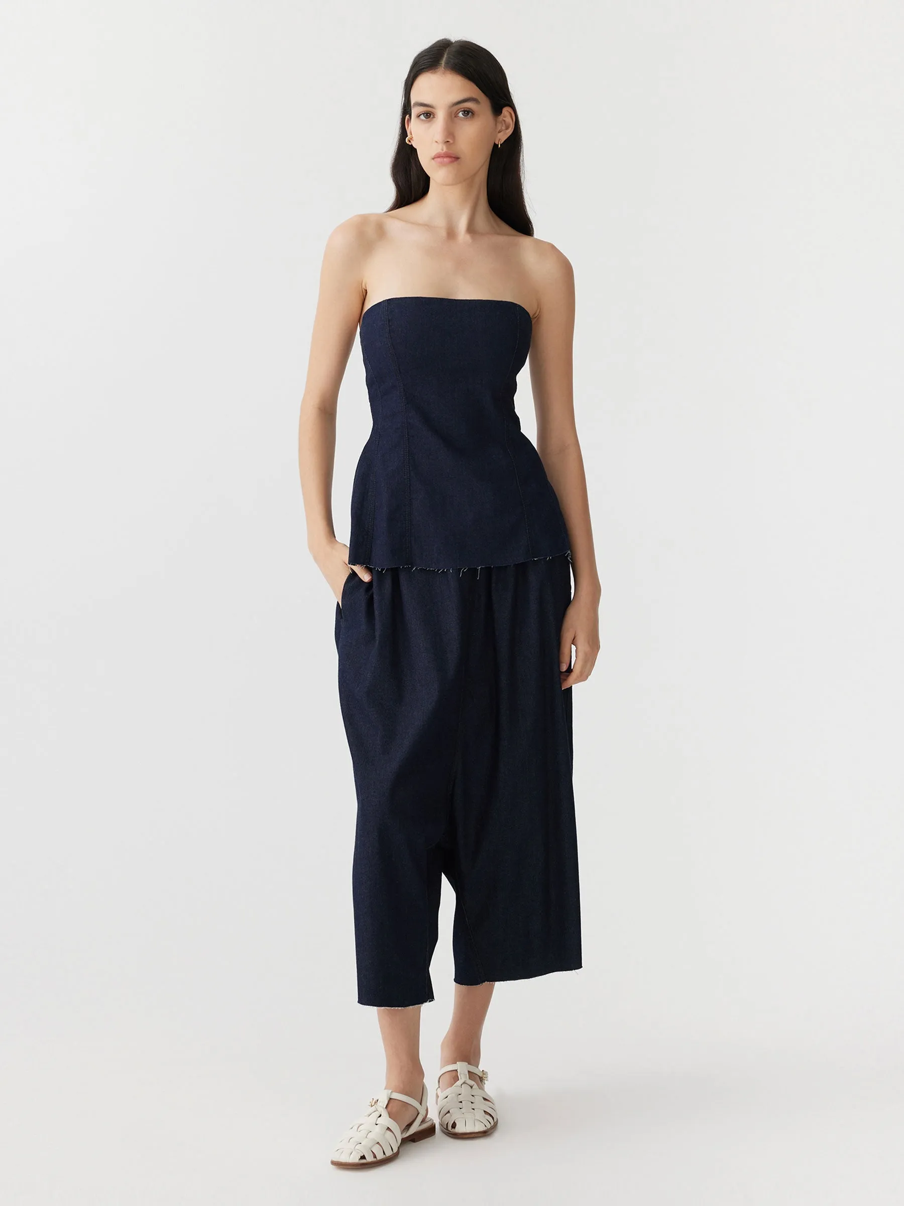 Bassike | Denim Peplum Top - Indigo sold by Sister & Co product image thumbnail 2