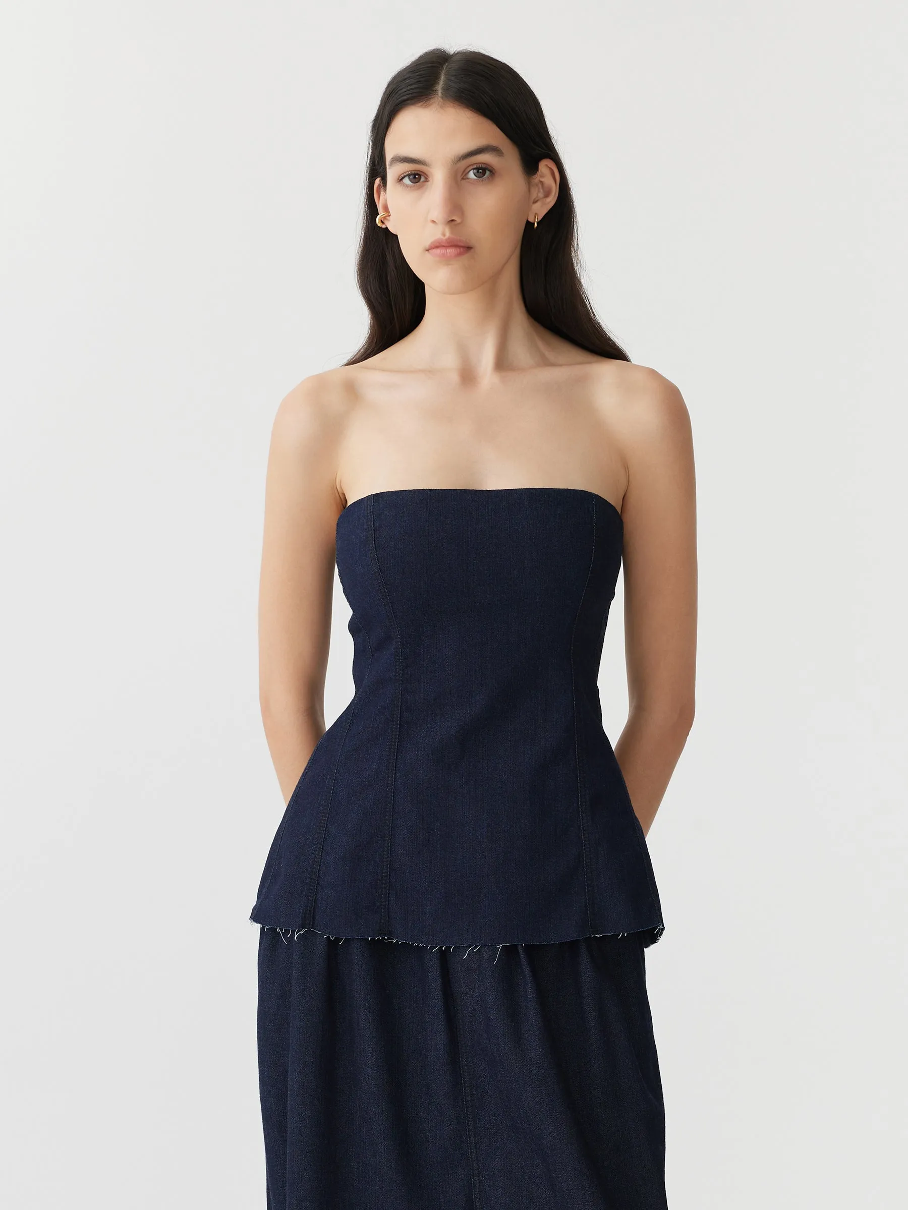 Bassike | Denim Peplum Top - Indigo sold by Sister & Co product image thumbnail 3