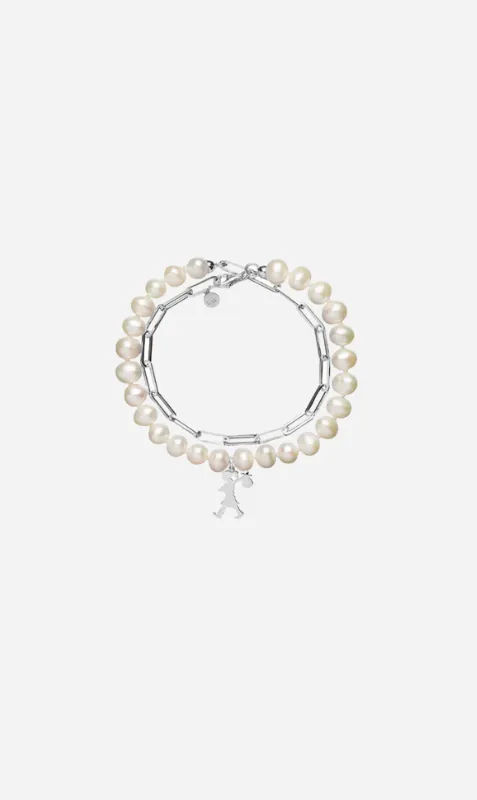Karen Walker | Girl With The Pearls And Chain Bracelet - Silver sold by Sister & Co