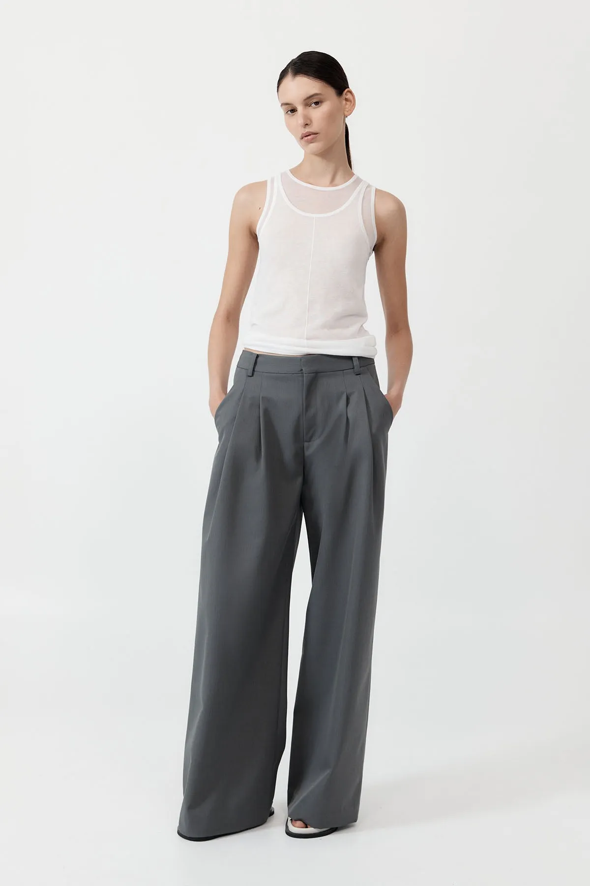 St Agni | Homme Pleat Pants - Pewter sold by Sister & Co product image thumbnail 2
