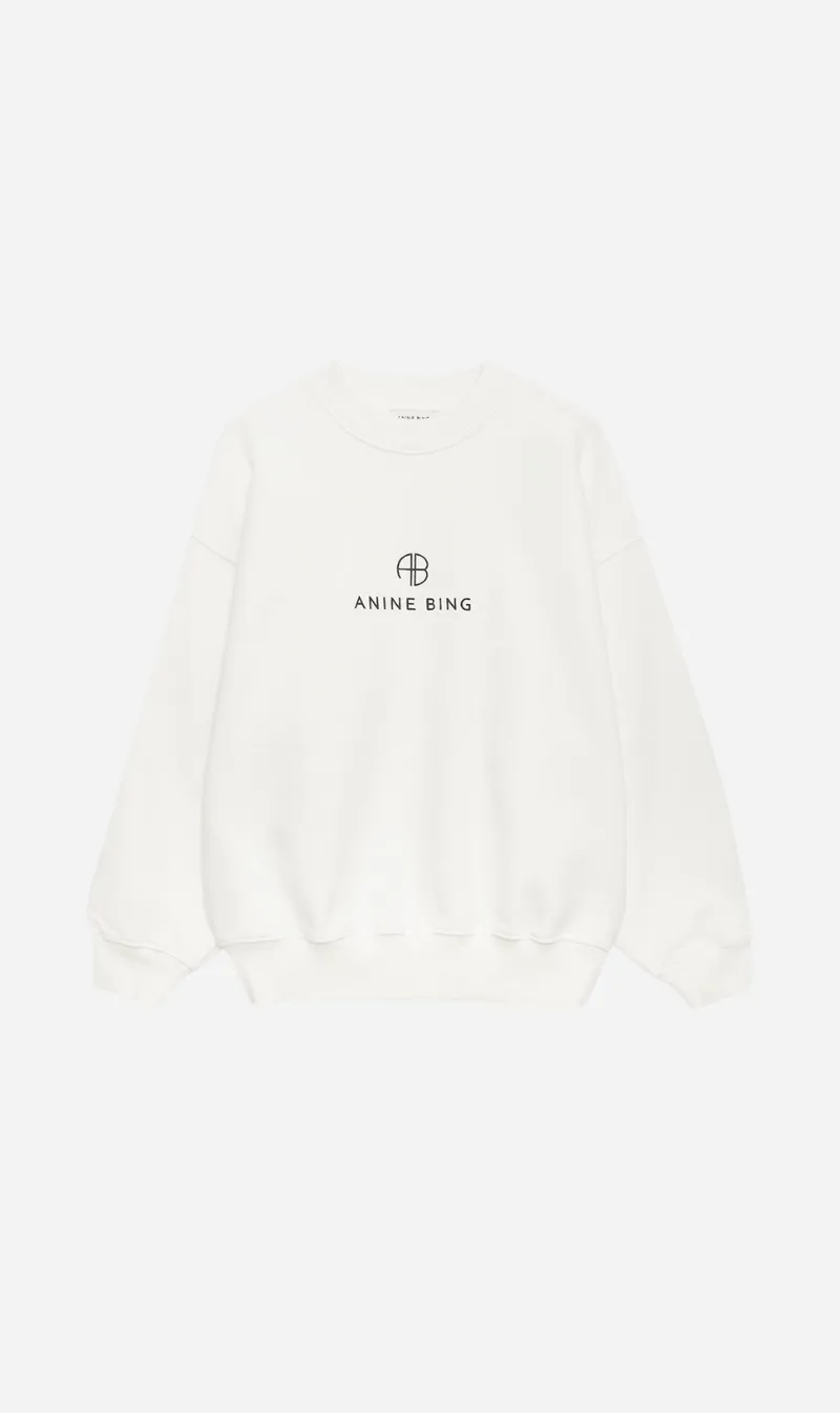 Anine Bing | Jaci Sweatshirt Monogram - Ivory sold by Sisters & Co