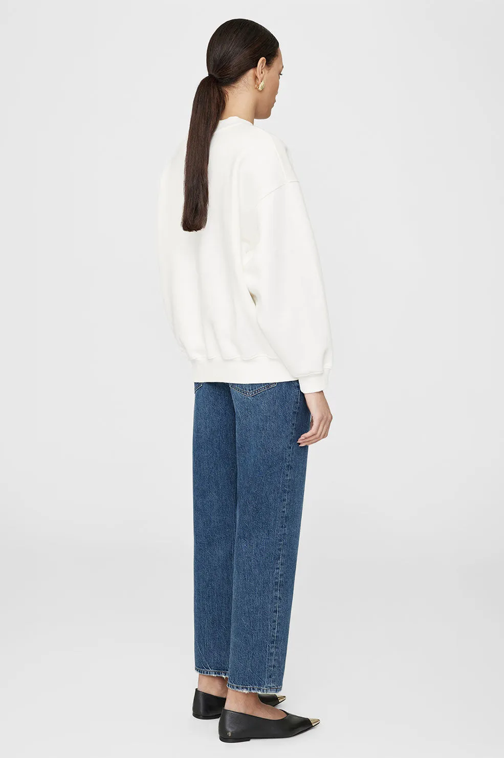 Anine Bing | Jaci Sweatshirt Monogram - Ivory sold by Sisters & Co product image thumbnail 3