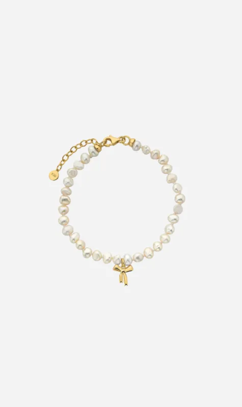 Karen Walker | Petite Bow with Pearls Bracelet - Gold sold by Sister & Co