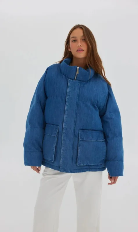 Toast Society | Denim Puffer Jacket - Denim Blue sold by Sister & Co