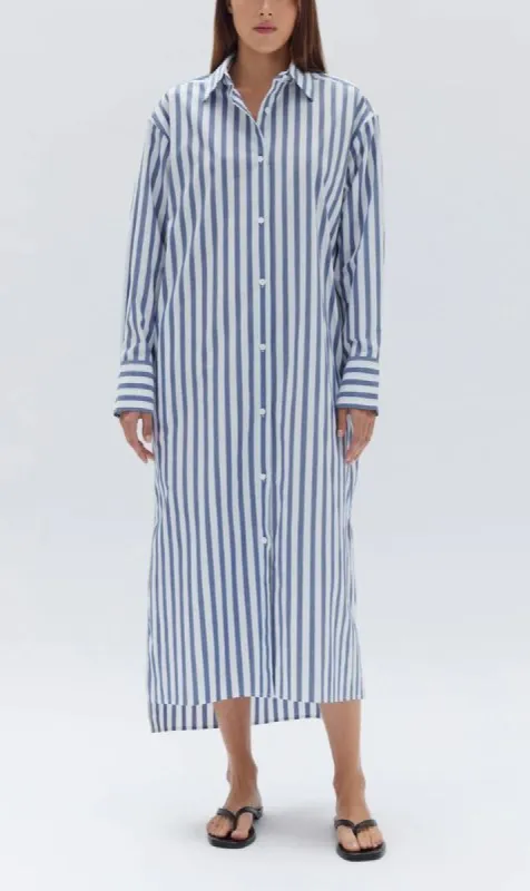 Assembly Label | Marie Poplin Shirt Dress - Royal Stripe sold by Sister & Co
