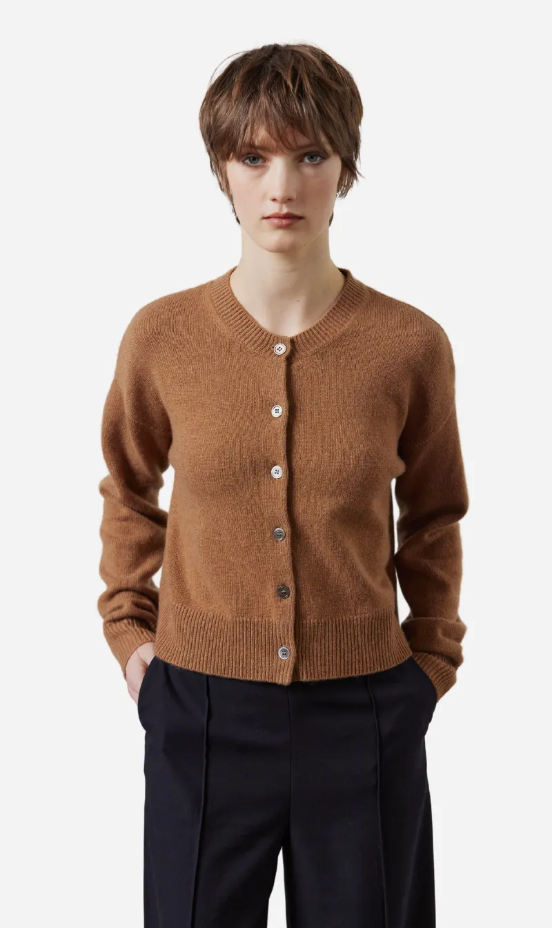 Laing | Boxy Crew Neck Cardigan - Tan sold by Sister & Co
