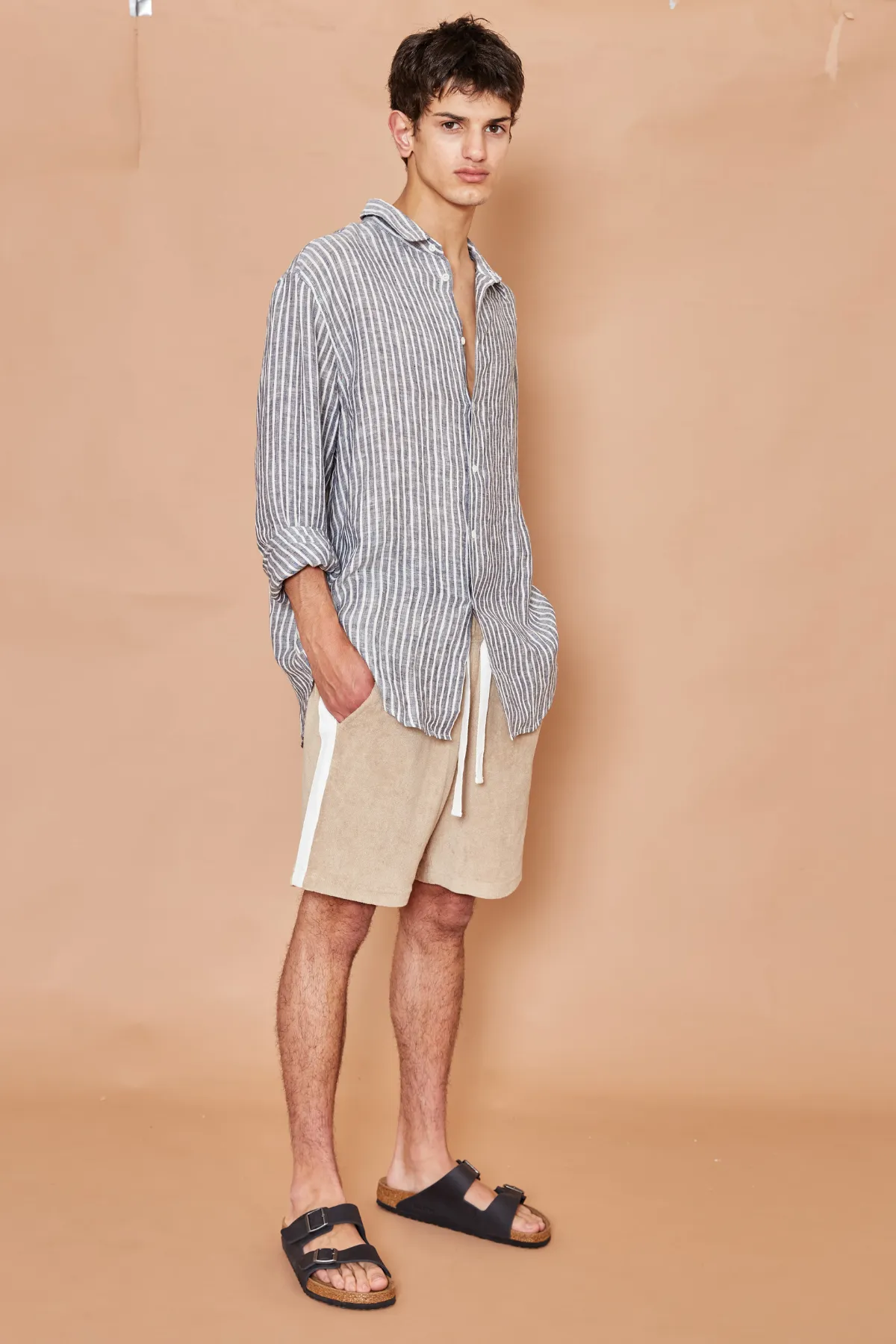 Kore Studios | Amalfi Linen Shirt - Navy Stripe sold by Sister & Co product image thumbnail 4