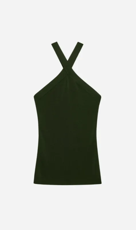 Anine Bing | Brea Top - Dark Olive sold by Sister & Co