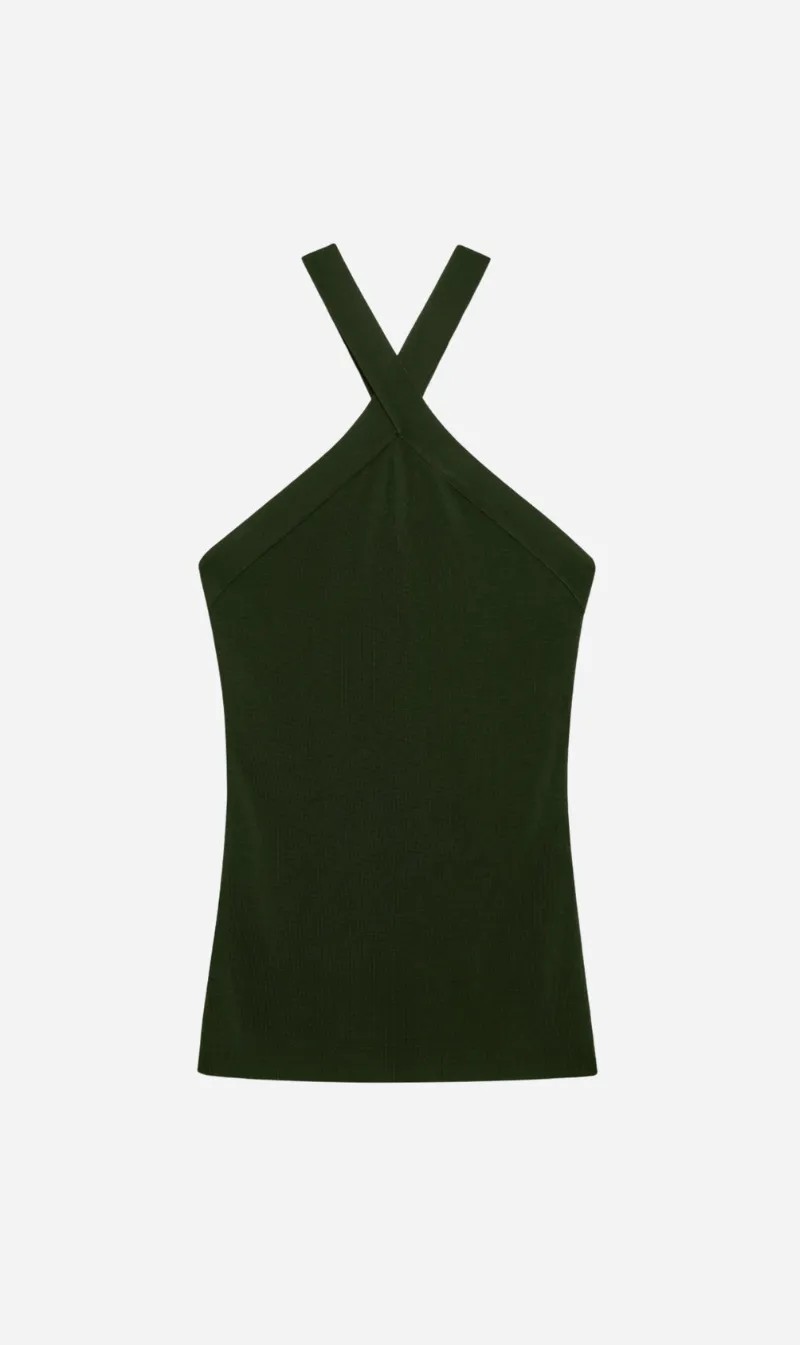 Anine Bing | Brea Top - Dark Olive sold by Sister & Co