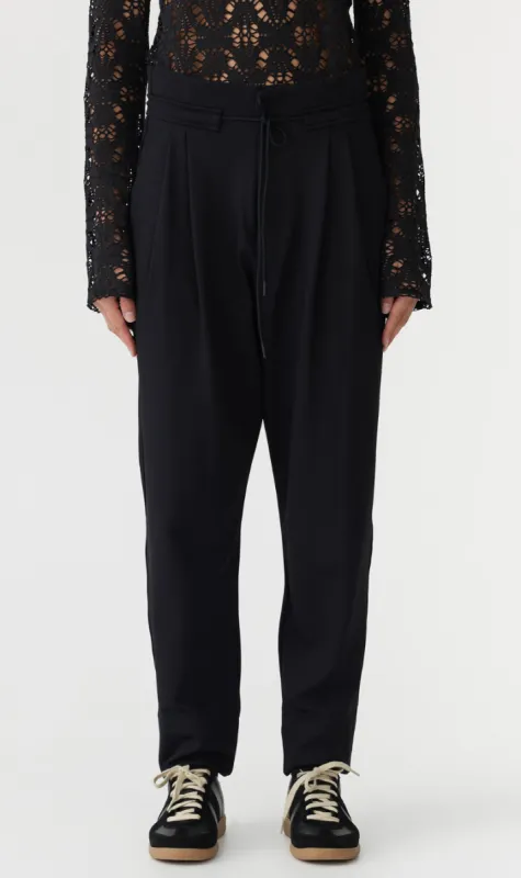 Bassike | Twill Highrise Drawstring Pant - Black sold by Sister & Co