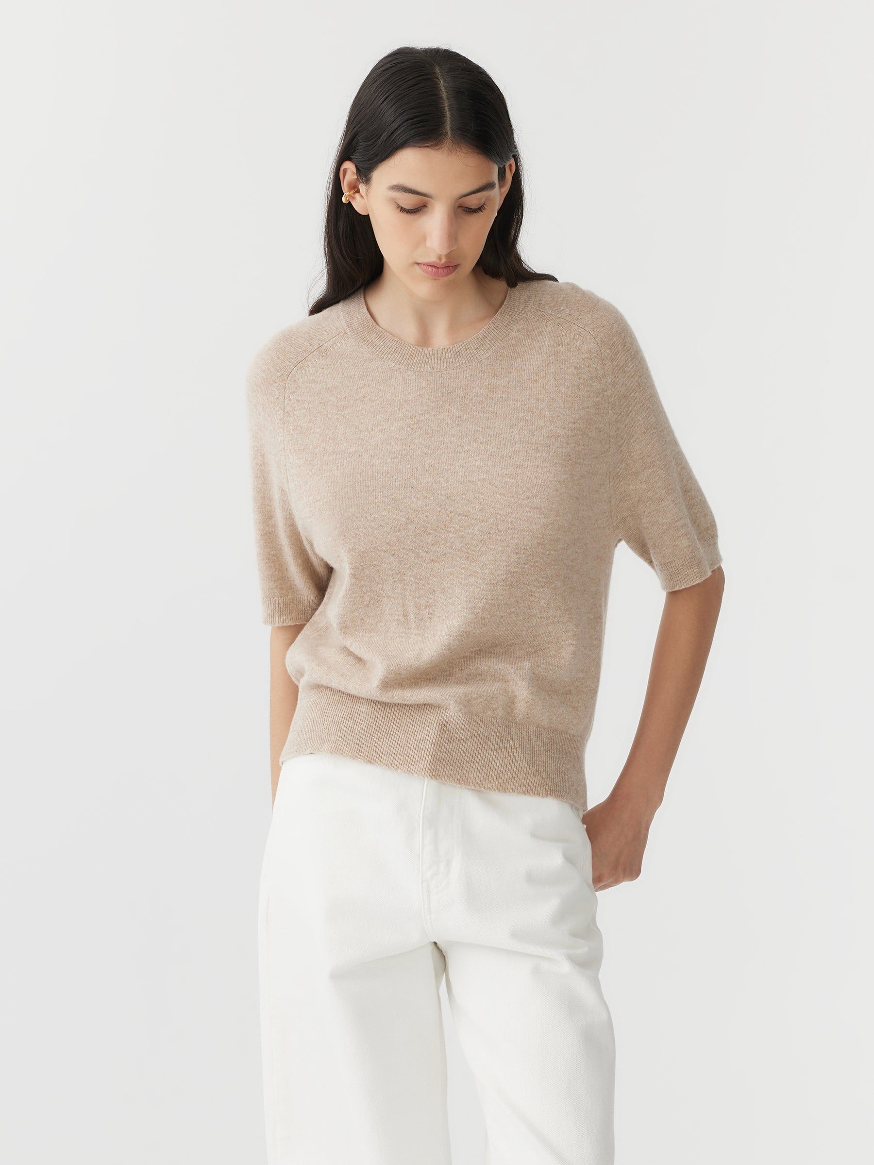 Bassike | Wool Cashmere T.Shirt Knit - Tan sold by Sister & Co product image thumbnail 2