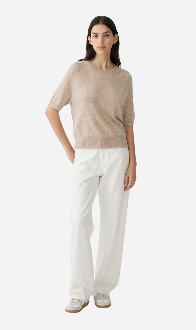 Bassike | Wool Cashmere T.Shirt Knit - Tan sold by Sister & Co