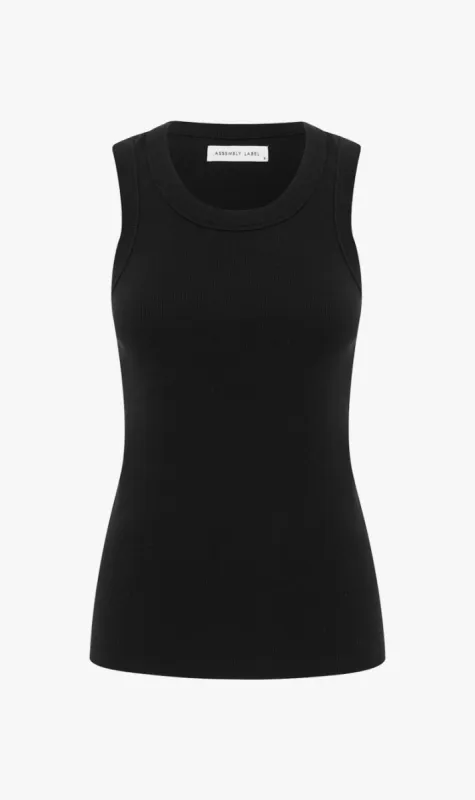 Assembly Label | Miana Organic Rib Tank - True Black sold by Sister & Co