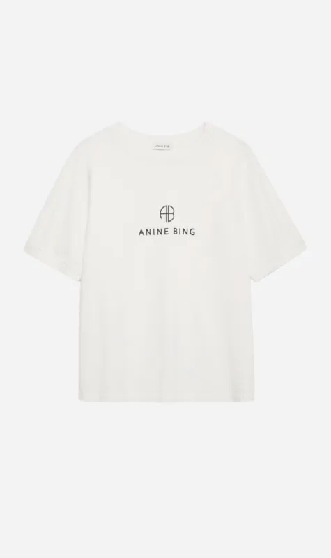 Anine Bing | Jaylin Tee Monogram - Ivory sold by Sister & Co