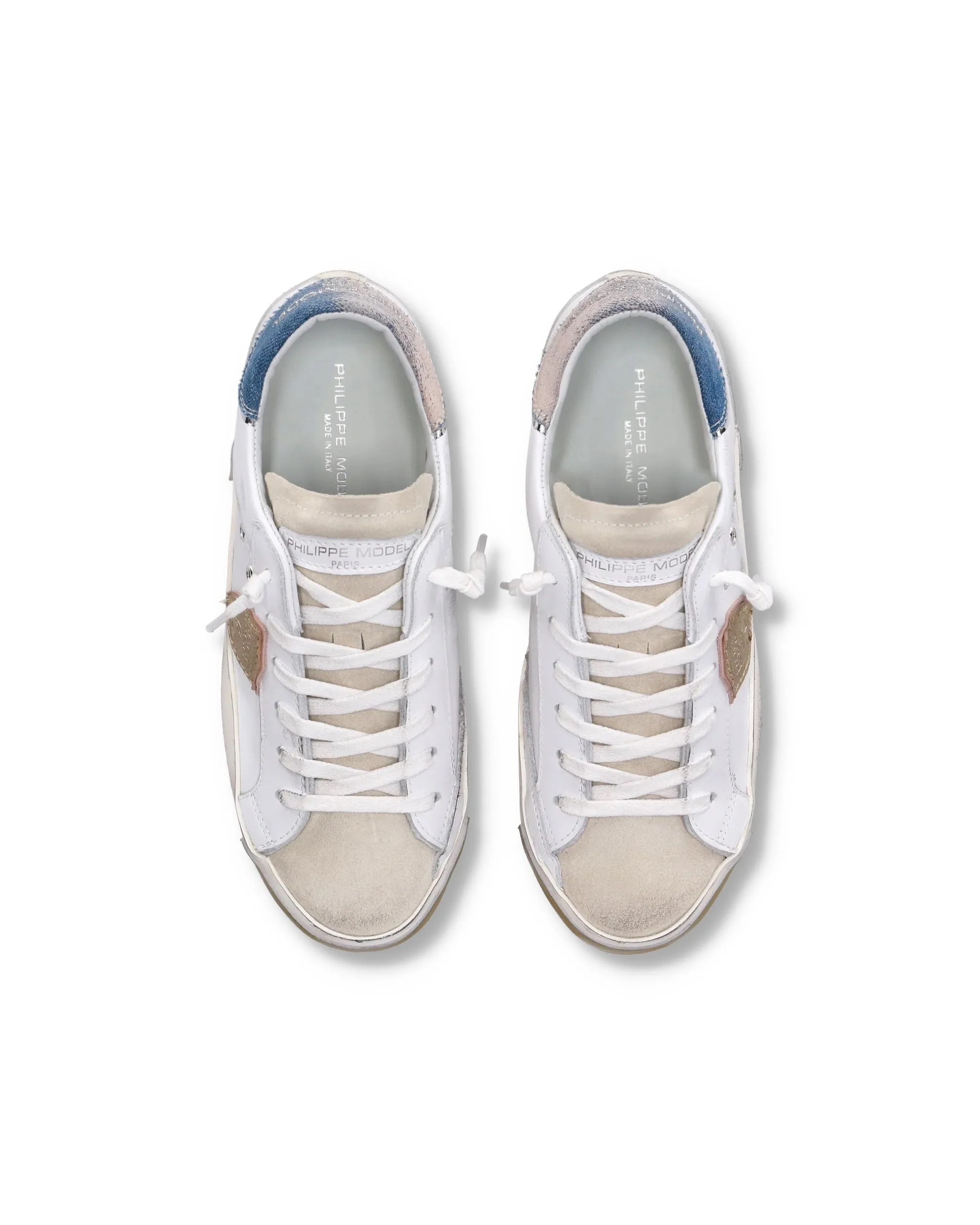 Philippe Model | PRSX Low Womens - Veau Denim Blanc Azul sold by Sisters & Co product image thumbnail 3