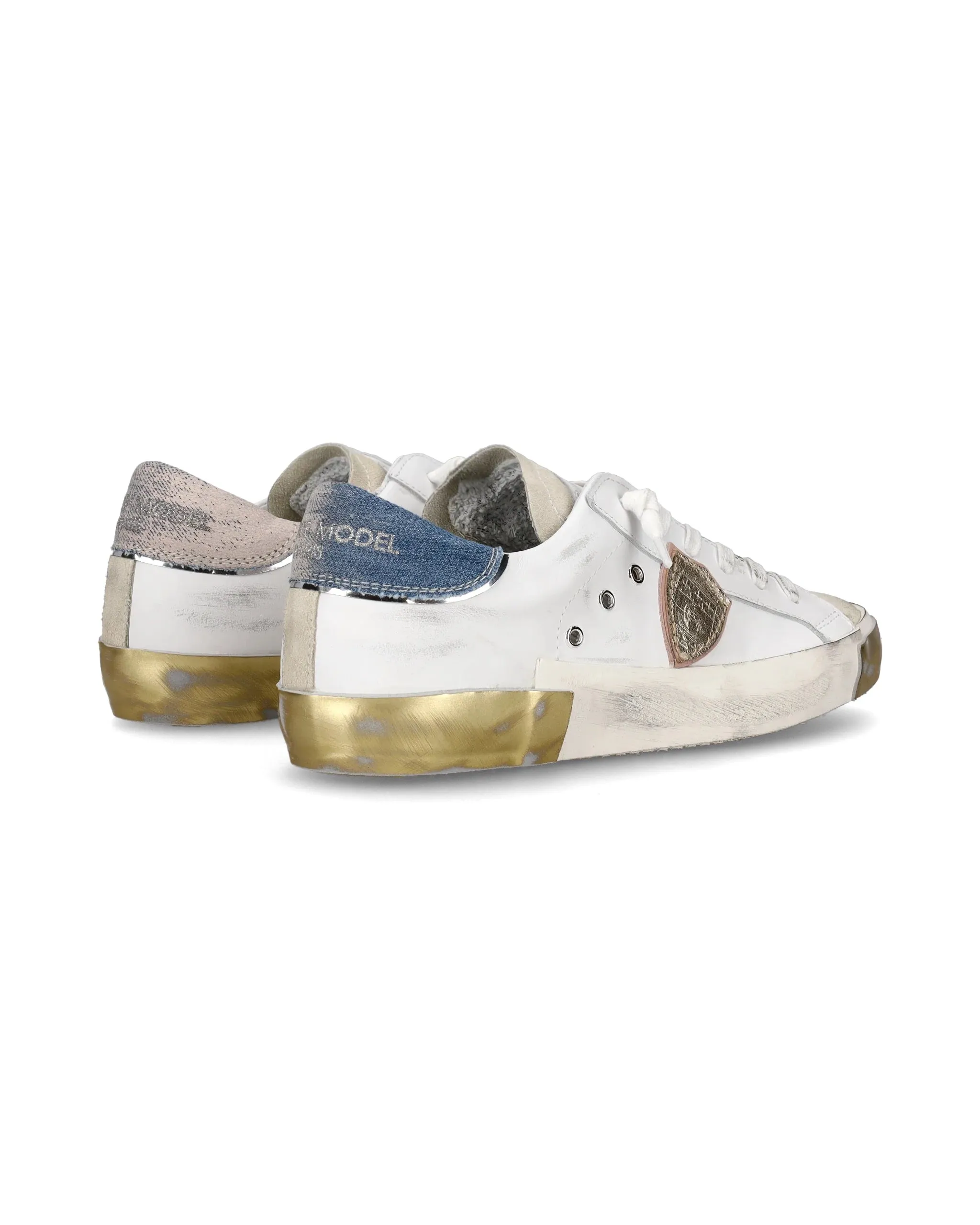 Philippe Model | PRSX Low Womens - Veau Denim Blanc Azul sold by Sisters & Co product image thumbnail 4