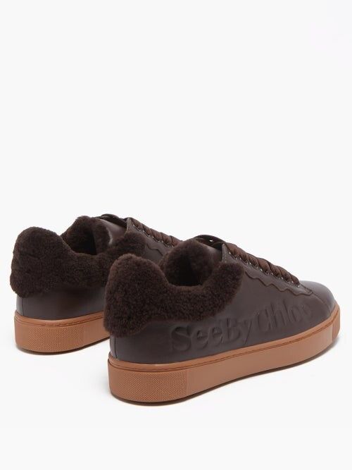 See by Chloé | Essie Shearling Trimmed Leather Sneakers - Moro sold by Sister & Co product image thumbnail 3