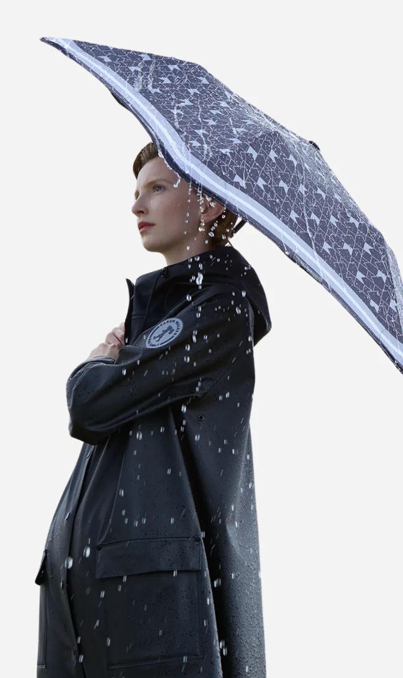 Blunt X Karen Walker | Metro Umbrella - Black/Grey Monogram sold by Sister & Co