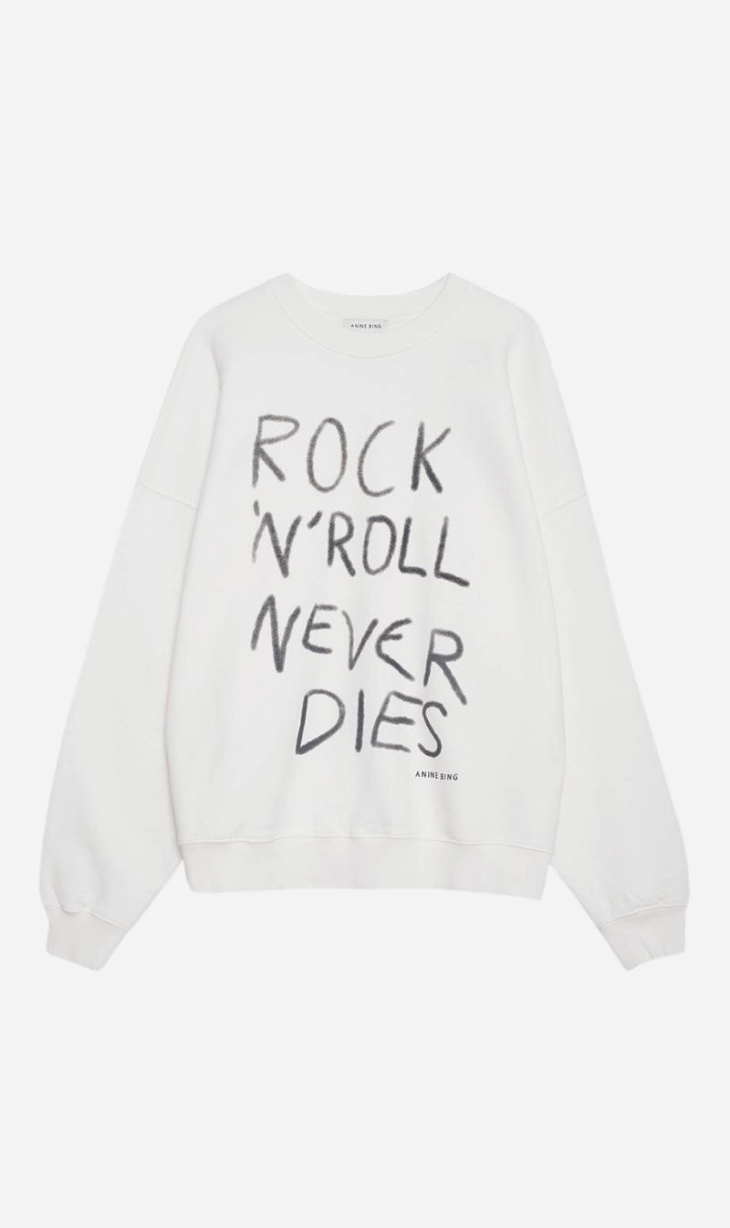 Anine Bing | Miles Sweatshirt Rock N Roll - Ivory sold by Sister & Co