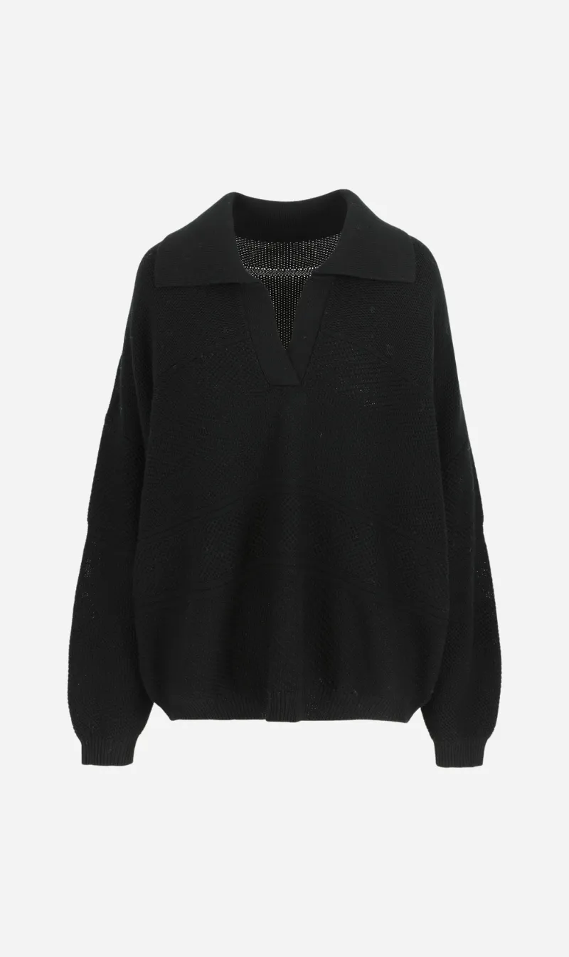 Mr Mittens | Mixed Stitch Polo - Black sold by Sister & Co