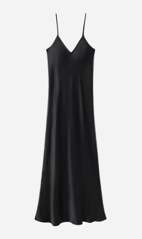 Silk Laundry | 90s Slip Dress - Blanket Stitch Black sold by Sisters & Co