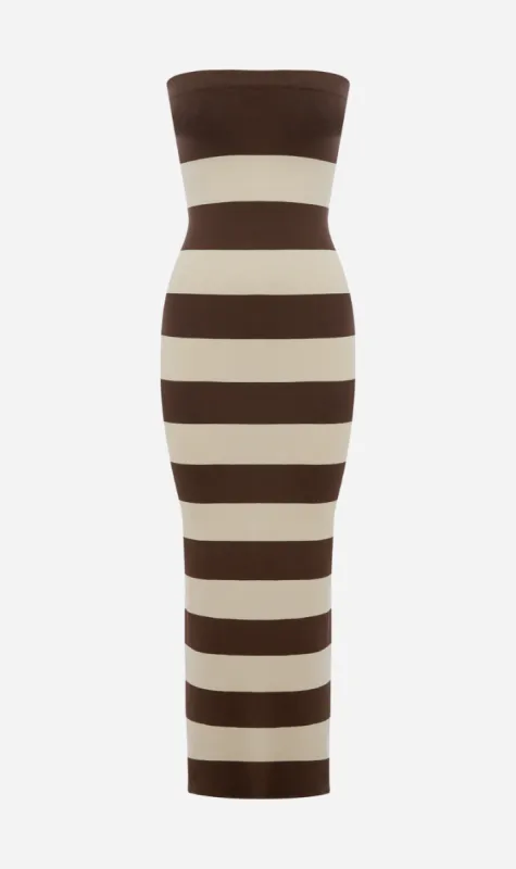 Posse | Theo Strapless Dress - Chocolate/Cream made by Posse