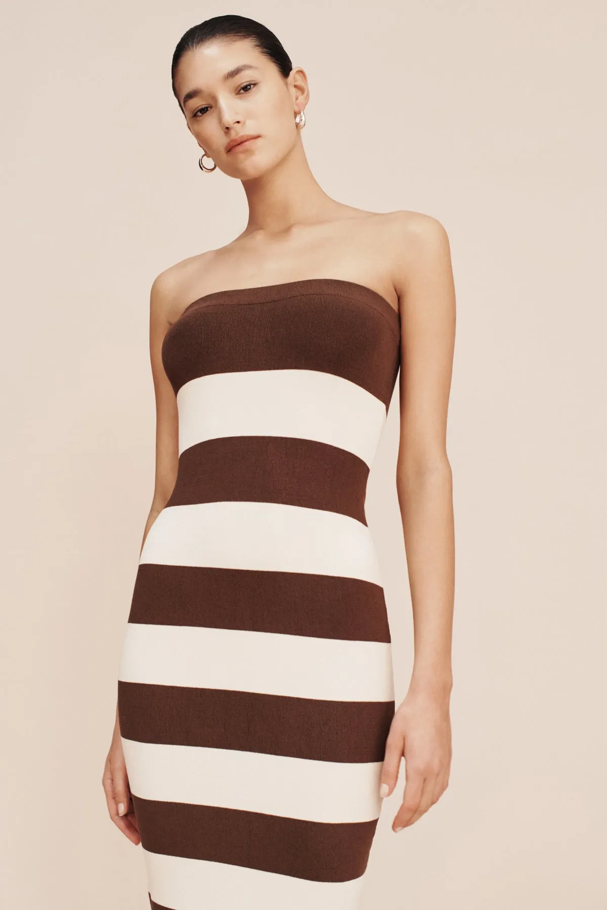 Posse | Theo Strapless Dress - Chocolate/Cream sold by Sister & Co product image thumbnail 5