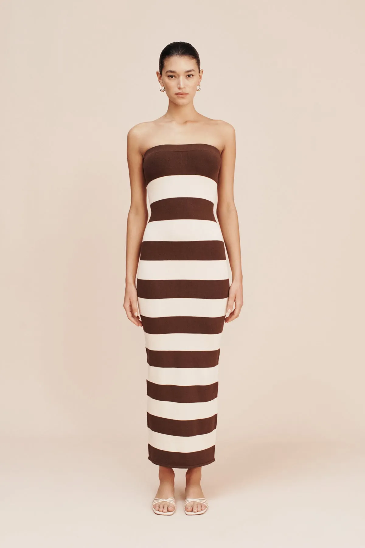 Posse | Theo Strapless Dress - Chocolate/Cream sold by Sister & Co product image thumbnail 2