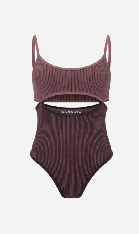 Nagnata | Splice Bodysuit - Chocolate/Clove sold by Sister & Co