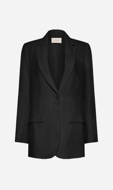 St. Agni | Tailored Linen Blazer - Black sold by Sister & Co