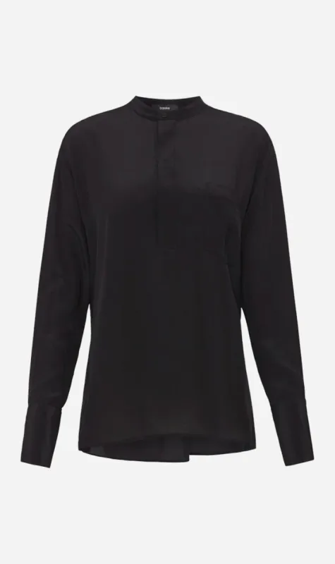 Bassike | Silk Tuck Detail Shirt - Black sold by Sister & Co
