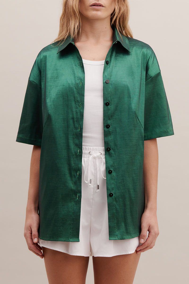 Rebe | Leisure Shirt Taffeta - Emerald sold by Sister & Co product image thumbnail 4
