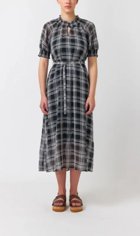 Kate Sylvester | Sheer Plaid Dress - Black sold by Sister & Co