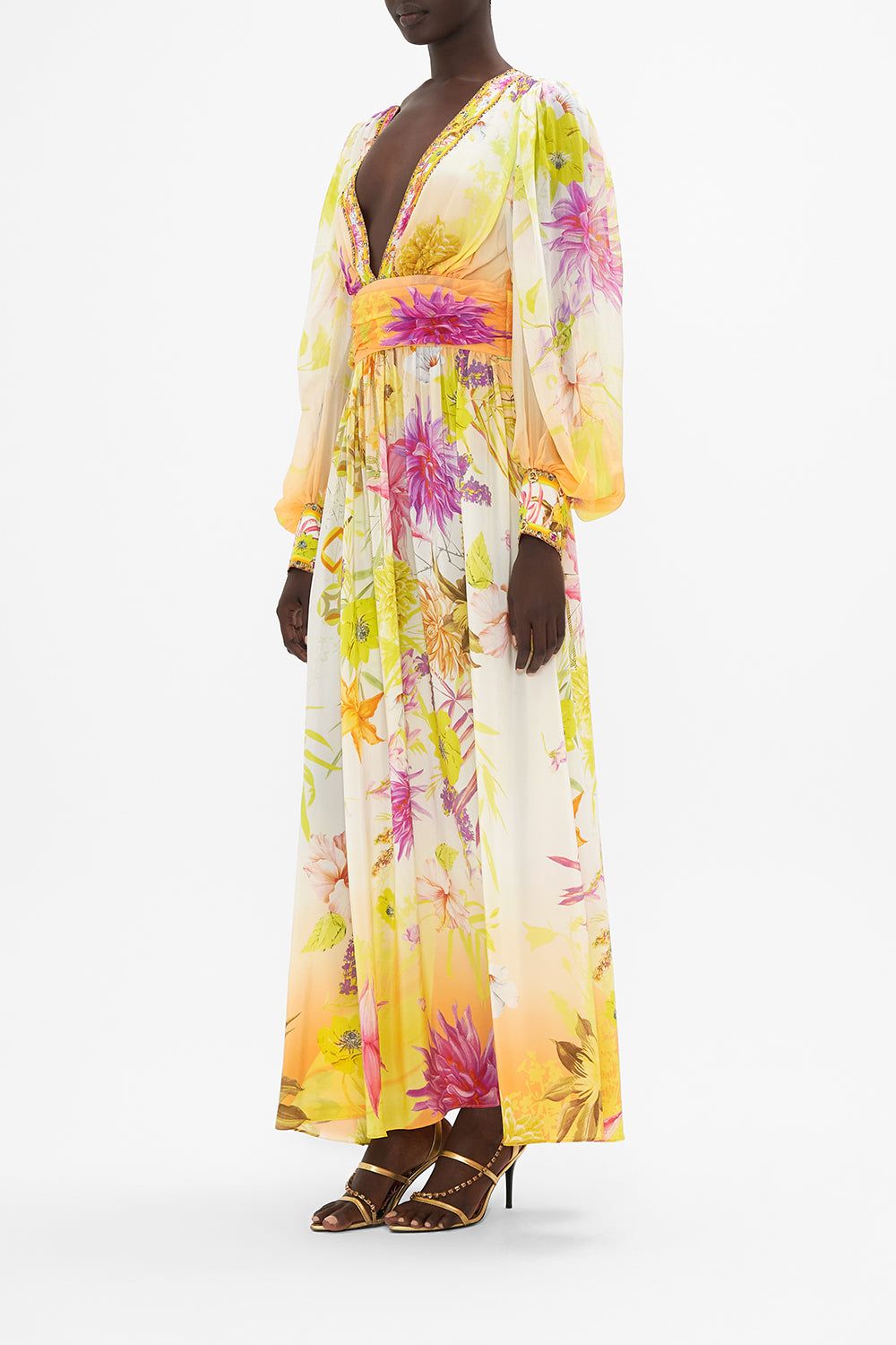 Camilla | Long Dress With Blouson Sleeve - How Does Your Garden Grow sold by Sister & Co product image thumbnail 4