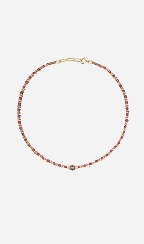 Tityaravy | Adhyia Necklace - Rubellite/Amethyst sold by Sisters & Co
