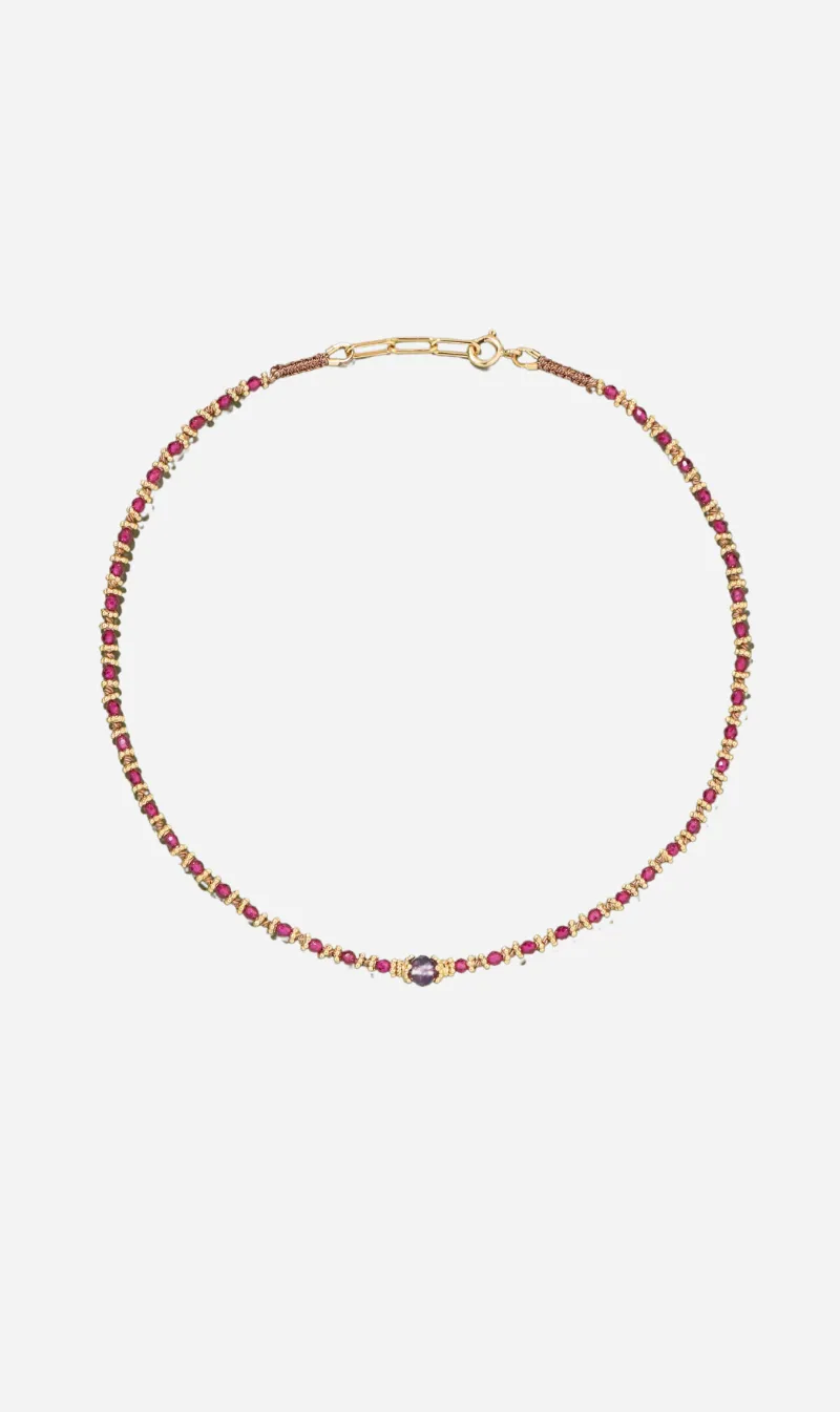 Tityaravy | Adhyia Necklace - Rubellite/Amethyst sold by Sisters & Co