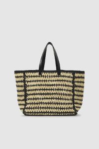 Anine Bing | Large Rio Tote - Black & Natural Stripe sold by Sister & Co