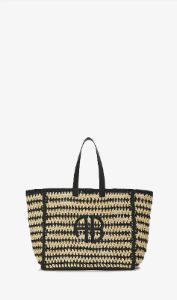Anine Bing | Large Rio Tote - Black & Natural Stripe sold by Sister & Co